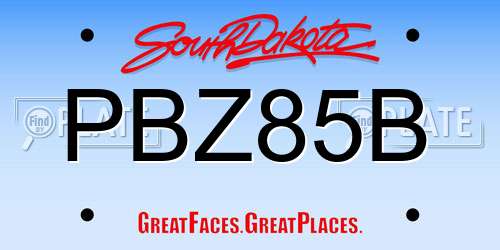 PBZ85B South Dakota License Plate