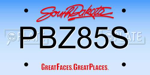 PBZ85S South Dakota License Plate