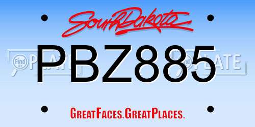 PBZ885 South Dakota License Plate
