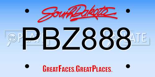 PBZ888 South Dakota License Plate