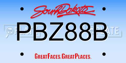 PBZ88B South Dakota License Plate