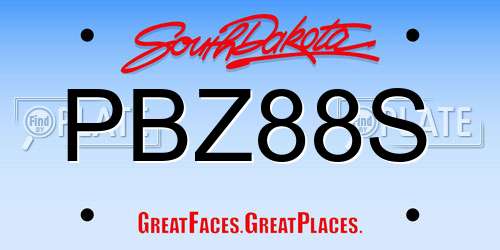 PBZ88S South Dakota License Plate