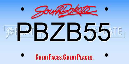 PBZB55 South Dakota License Plate