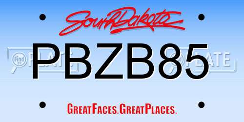 PBZB85 South Dakota License Plate