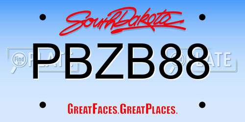 PBZB88 South Dakota License Plate