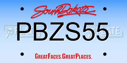 PBZS55 South Dakota License Plate