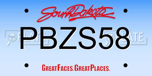PBZS58 South Dakota License Plate
