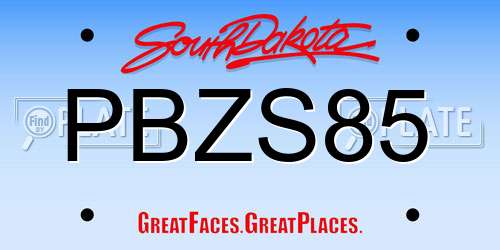 PBZS85 South Dakota License Plate