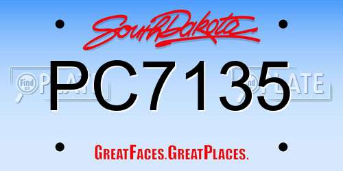 PC7135 South Dakota License Plate