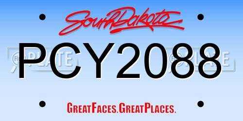 PCY2088 South Dakota License Plate