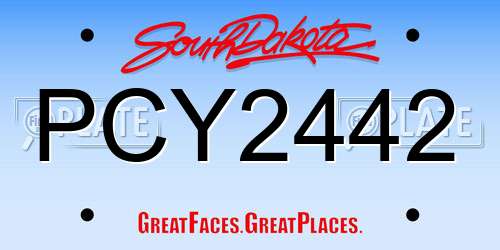 PCY2442 South Dakota License Plate