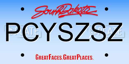 PCYSZSZ South Dakota License Plate