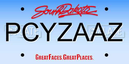 PCYZAAZ South Dakota License Plate