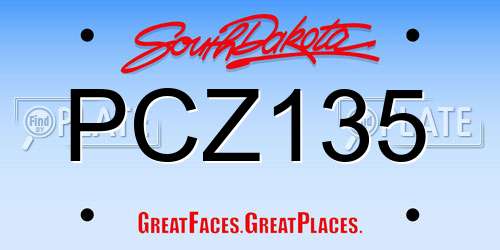 PCZ135 South Dakota License Plate