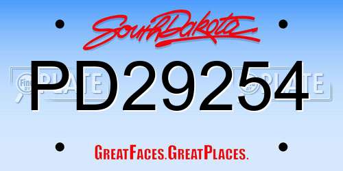 PD29254 South Dakota License Plate
