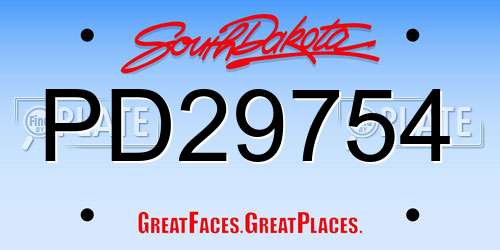 PD29754 South Dakota License Plate