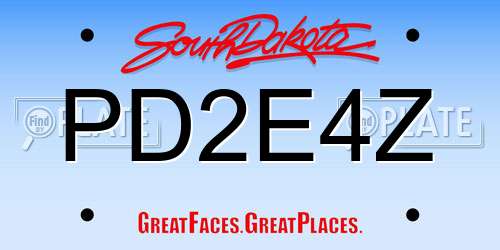 PD2E4Z South Dakota License Plate