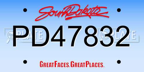 PD47832 South Dakota License Plate