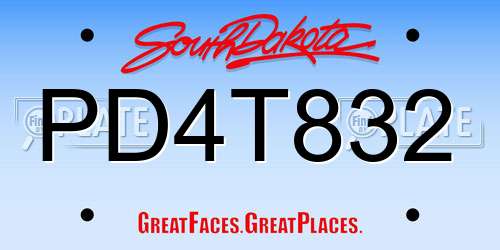 PD4T832 South Dakota License Plate
