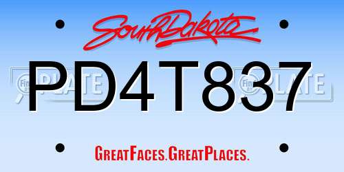 PD4T837 South Dakota License Plate