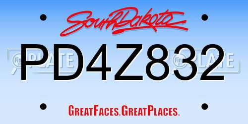 PD4Z832 South Dakota License Plate