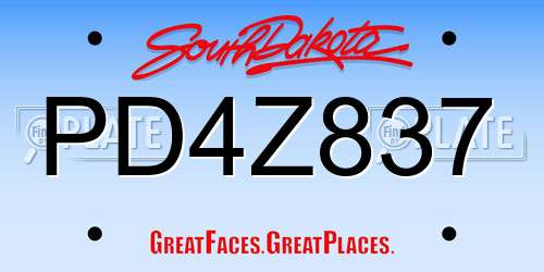 PD4Z837 South Dakota License Plate