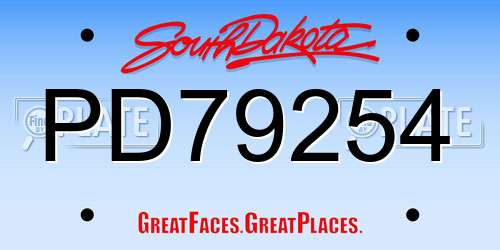 PD79254 South Dakota License Plate