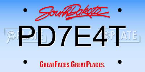 PD7E4T South Dakota License Plate