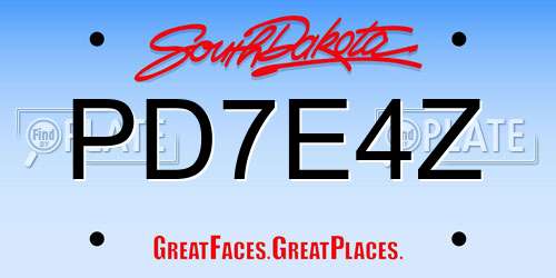 PD7E4Z South Dakota License Plate