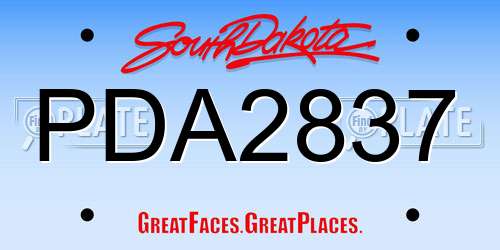 PDA2837 South Dakota License Plate