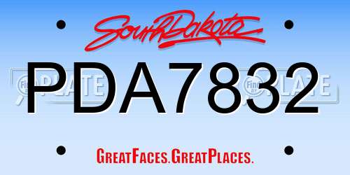 PDA7832 South Dakota License Plate
