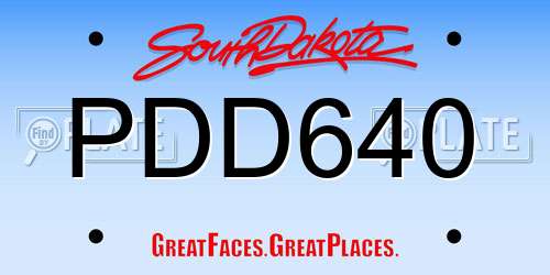 PDD640 South Dakota License Plate