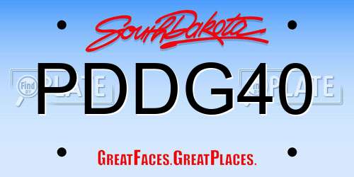 PDDG40 South Dakota License Plate