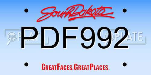 PDF992 South Dakota License Plate