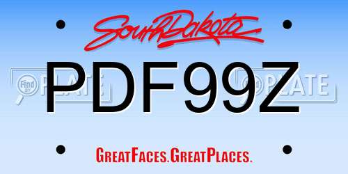 PDF99Z South Dakota License Plate