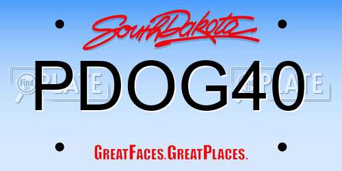 PDOG40 South Dakota License Plate