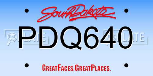 PDQ640 South Dakota License Plate