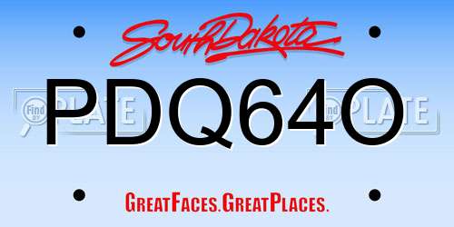 PDQ64O South Dakota License Plate
