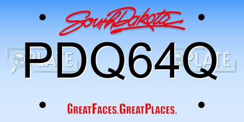 PDQ64Q South Dakota License Plate