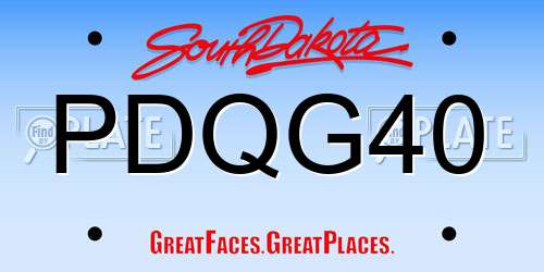 PDQG40 South Dakota License Plate