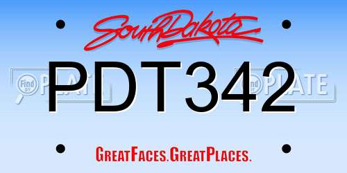 PDT342 South Dakota License Plate