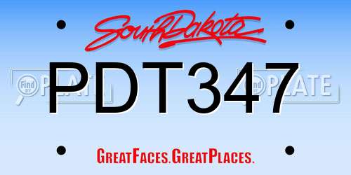 PDT347 South Dakota License Plate