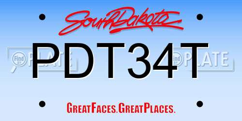 PDT34T South Dakota License Plate
