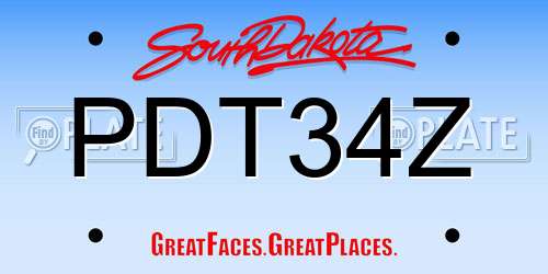 PDT34Z South Dakota License Plate
