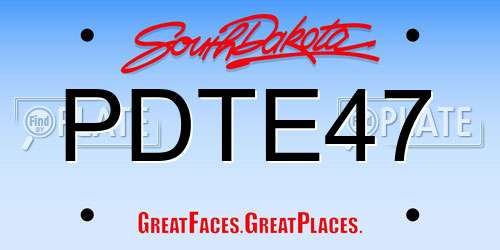 PDTE47 South Dakota License Plate