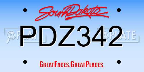 PDZ342 South Dakota License Plate