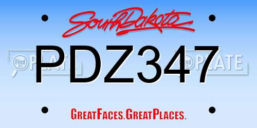 PDZ347 South Dakota License Plate