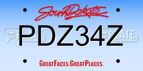 PDZ34Z South Dakota License Plate