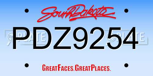 PDZ9254 South Dakota License Plate
