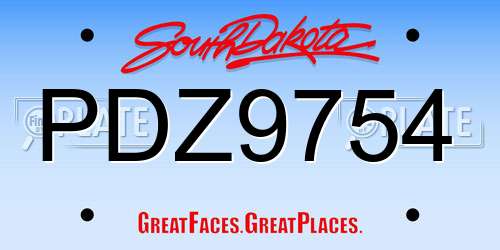 PDZ9754 South Dakota License Plate
